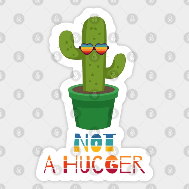 Not A Hugger Funny Sarcastic cactus Sticker by heidiki.png